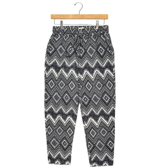 J.Crew Black White Geometric Print Pants | Drawstring Boho Artsy | NWT Size 0 - Picture 3 of 10